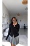 Black Cotton Textured Buttoned Blouse - 3