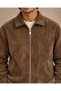 Brown Corduroy Zippered Men's Jacket - 2