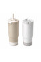Sipora - 600ml Steel Straw Coffee Mug with Non-Slip Grip, Pearl