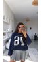 Navy Blue 78 Printed Two-Thread Sweatshirt - 3