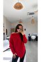 Red Boat Neck Asymmetrical Knitwear Blouse - 3