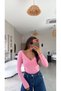 Pink V-Neck Polyamide Bodysuit - 2