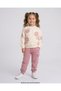 Girl's Floral Printed 6-7-8-9-10 Years Old Seasonal Cotton Compact Stylish Top and Bottom Tracksuit Set - 2