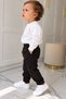 White Sweatshirt & Black Pleated Pants 2-Piece Boys' Set - 2