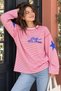 Women's 100% Cotton Pink Striped Oversize Long Sleeve T-Shirt - 5