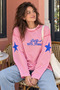 Women's 100% Cotton Pink Striped Oversize Long Sleeve T-Shirt - 4