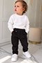 White Sweatshirt & Black Pleated Pants 2-Piece Boys' Set