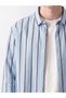 Ozmarka New Season Blue Regular Fit Striped Men's Shirt - 3