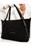 Women's Daily Large Size Zippered Wide Strap Suede Hand & Shoulder Bag Size: 32 X 27 cm - 3