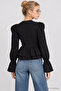 Ruffled Woven Shirt with Gathered Detail Lby0095 Black - 5