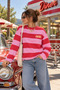 Women's 100% Cotton Oversize Striped Sweatshirt with Crew Neck - 2