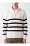 Esvab • Modern & Distinctive Stand Collar Striped Men's Sweater - 4