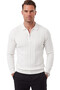 Men's Slim Fit Textured White Knitwear Sweater – Zippered Polo Collar Lycra Stretchable 2708505 - 2