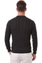 Men's Slim Fit Textured Black Knitwear Sweater – Zippered Polo Collar Lycra Stretchable 2708505 - 5