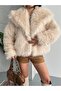 Women's Faux Fur Plush Coat Oversized Snap Button Double Pocket Winter Fur Coat - 6