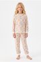Girls' Pajama Set 100% Cotton Single Jersey Fabric Long Sleeve Patterned - 2