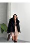 Women's Faux Fur Plush Coat Oversized Snap Button Double Pocket Winter Fur Coat - 3