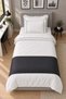 Mirella 100% Cotton Ruffled Anthracite Piping Runner 5 Piece Single Duvet Cover Set - 4