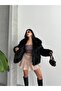Women's Faux Fur Plush Coat Oversized Snap Button Double Pocket Winter Fur Coat - 4