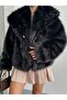 Women's Faux Fur Plush Coat Oversized Snap Button Double Pocket Winter Fur Coat - 6