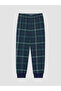 Ozmarka New Season Navy Blue Plaid Boys' Pajama Bottoms - 2
