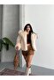Women's Faux Fur Plush Coat Oversized Snap Button Double Pocket Winter Fur Coat - 4