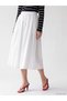 Alita City Natuvera White Poplin Plain Midi Women's Skirt with a Difference - 2