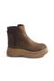 Dark Brown Suede Textured Easy-To-Wear Flexible Ankle Elastic Comfortable Sole Boots
