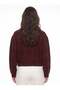 Coffee Red Soft Textured Knitwear Collared Diamond Pattern Zippered Comfortable Fit Knitted Cardigan - 2