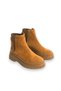 Tan Suede Textured Flexible Sole Boots with Elastic Detail on the Sides and Comfortable Fit - 3