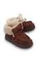 Dark Brown Suede Textured Thick Sole Fur Lined Lace up Comfortable Fit Casual Sports Boots