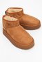 Tan Suede Textured Soft Comfortable Simple Design Warm Daily Boots with Fur Inside - 2