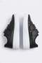 Black Leather Textured Six Centimeter Thick Sole Double Velcro Form Sports Shoes - 3