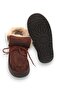 Dark Brown Suede Textured Thick Sole Fur Lined Lace up Comfortable Fit Casual Sports Boots - 3