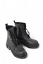 Black Flexible Sole Lace-Up Comfortable Boots with Side Zipper Detail - 2