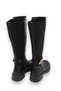 Black, Flexible, Comfortable Boots with Diving Fabric on the Back, Side Zippers, and Metal Buckle Details. - 5