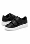Black Leather Textured Six Centimeter Thick Sole Double Velcro Form Sports Shoes