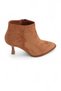 Tan Suede Textured Thin Heeled Pointed Toe Boots with Zipper Detail, Suitable for Daily Use - 2