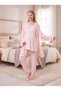 New Season Pink Double-Breasted Collar with Breastfeeding Feature, Special Design Long Sleeve 100% Cotton Maternity Pajama Set - 8