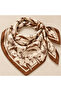 70X70 Women's Scarf – Brown Floral Patterned Silk-Look Satin Square Scarf, Stylish Neck and Shoulder Accessory - 2
