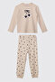 Girl's Printed Ecru Pajama Set