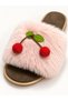 Women's House Slippers Plush Soft Comfortable Cherry Detailed Gift Bundle Bridal Dowry Guest House Slippers - 7