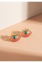 Eye Figured Coral Red Bead Detailed Gold Earrings 2.5X2 cm - 3