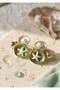 Vintage Design Earrings with Green Starfish Figure 3X3 cm - 5