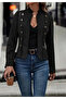 Women's judge collar button detailed short suede jacket - 5