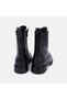 Woman's black lace-up zippered leather boot - 5