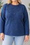 Women's Water Drop Stone Embroidered Crew Neck Comfortable Fit Knitwear Sweater C27051-Blue - 3