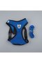 Navy Blue Orthopedic Breathable Perforated Airy Dog Chest Harness and Leash Set