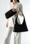 Marston Model Black Suede Women's Hand and Shoulder Bag with Lock and Kitten Details