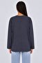 Patterned low shoulder sweatshirt indigo - 4